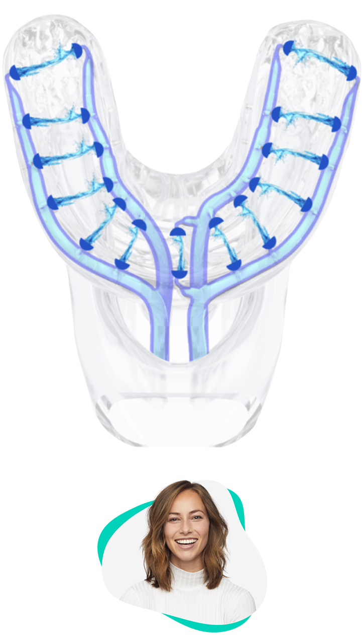A graphic of a custom jet mouthpiece with a photo of a woman underneath